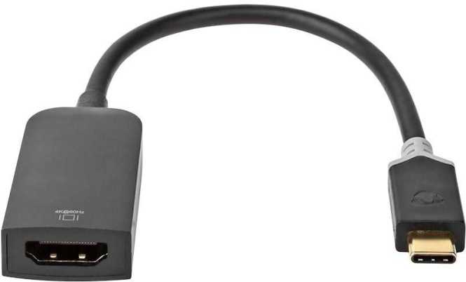 USB-C Adapter HDMI Buchse 4K@60Hz 0,2 m rund vergoldet anthrazit 