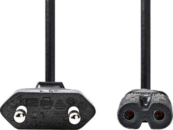 Netzkabel gerade 3 m flach schwarz 