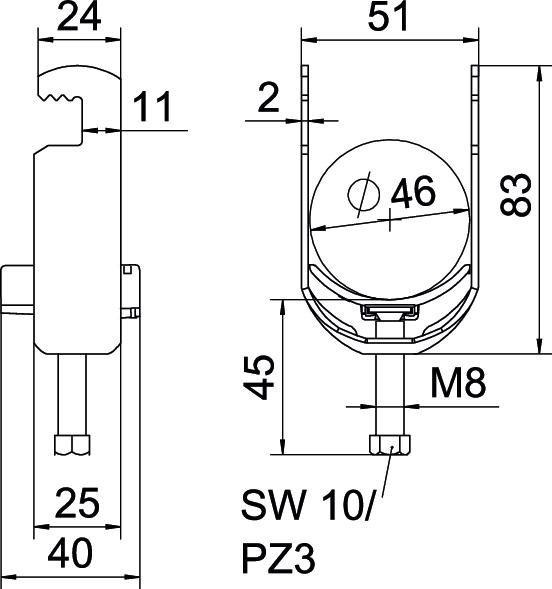 Bügelschelle 2056 40-46 mm St FT 
