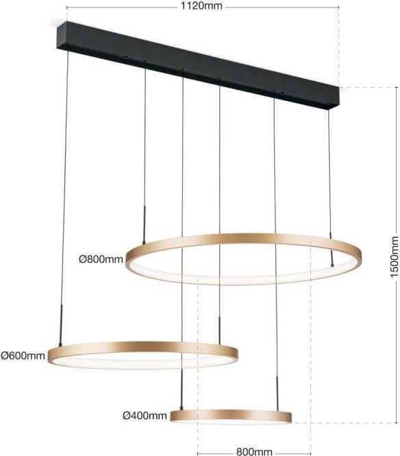 SPHERE Hängeleuchte 6-1711/3 gold-matt LED 85W 2800 lm 3000K 