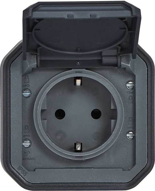 Plexo New Feuchtraum-Aufputz Schuko-Steckdose Steckklemmen Anthrazit 
