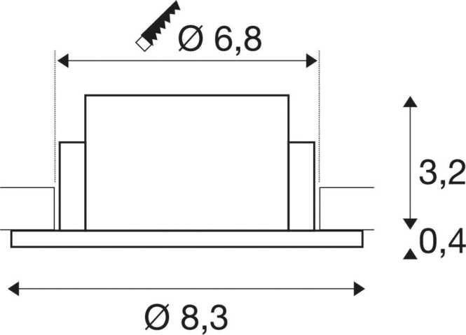 NEW TRIA 68 Deckeneinbauring D: 8,3 H: 3,55 cm IP 65 inkl Glas weiß 