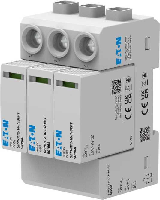 Überspannungsableiter steckbar 1000V DC T2 2p+PE 