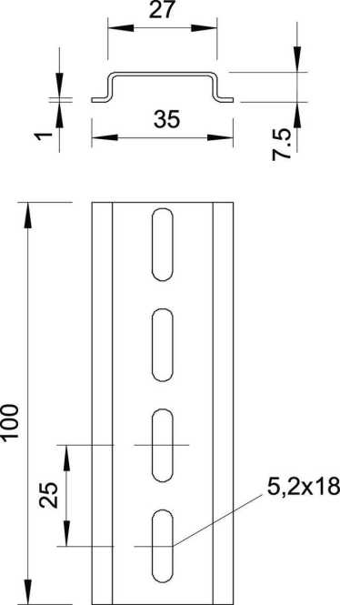 Hutschiene gelocht 2000x35x7,5 St GTP 