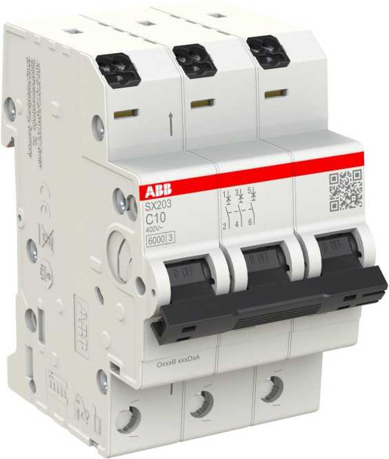 LS-Schutzschalter 3-polig 6kA C-Char 10A 3TE 