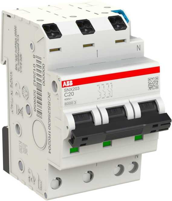 LS-Schutzschalter 3+N-polig 6kA C-Char 20A 3TE 