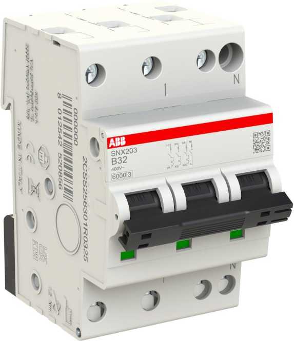 LS-Schutzschalter 3+N-polig 6kA B-Char 32A 3TE 