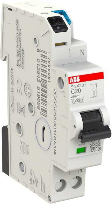 LS-Schutzschalter 1+N-polig 6kA C-Char 20A 1TE 