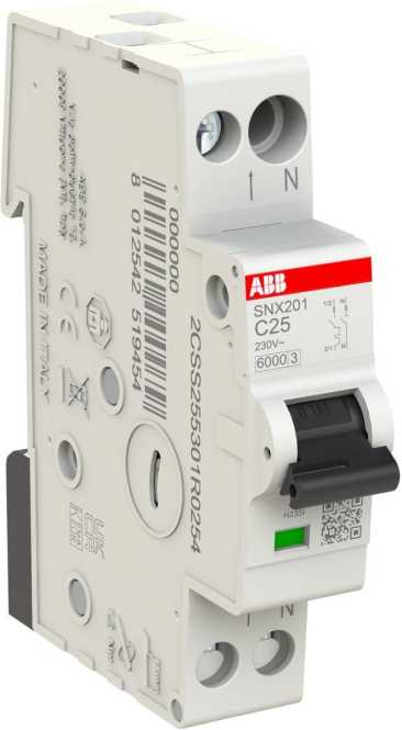 LS-Schutzschalter 1+N-polig 6kA C-Char 25A 1TE 