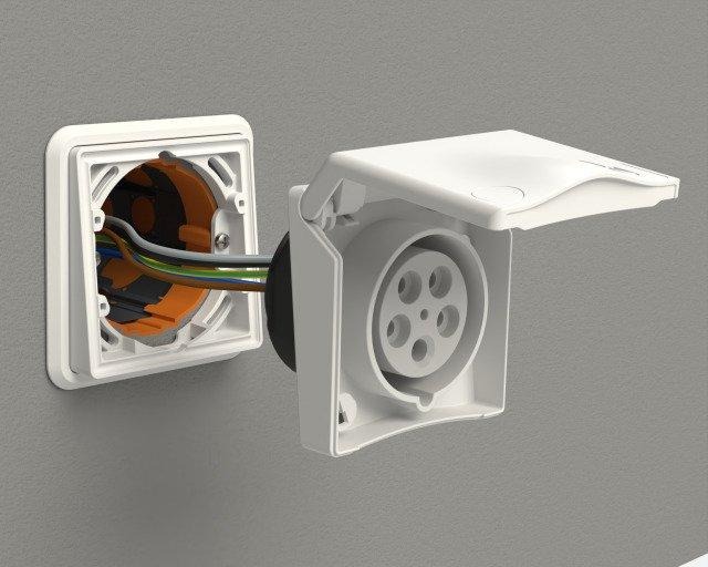 CEE-Anbaudose 16/5 6h IP44 + Betondose 