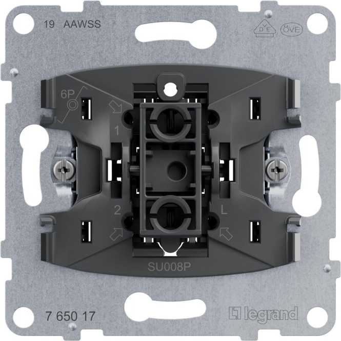 SEANO Einsatz Taster mit Wechselkontakt mit N-Klemme 10A Steckklemmen 