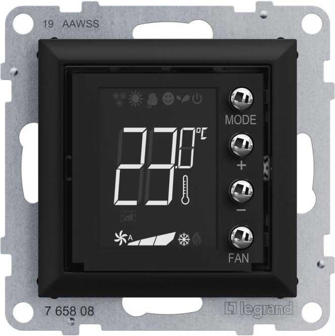Seano MyHome Thermostat mit Display inkl. Abdeckung in der Farbe Schwarz 