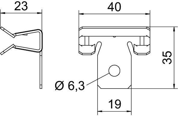 Trägerklammer mit Befestigungsloch 4-10mm Stahl Zinklamelle 