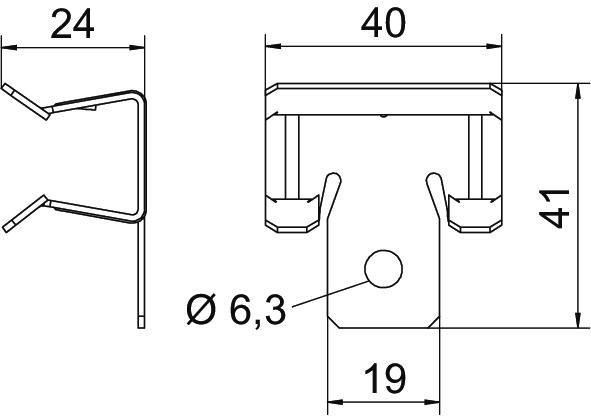 Trägerklammer mit Befestigungsloch 15-20mm Stahl Zinklamelle 