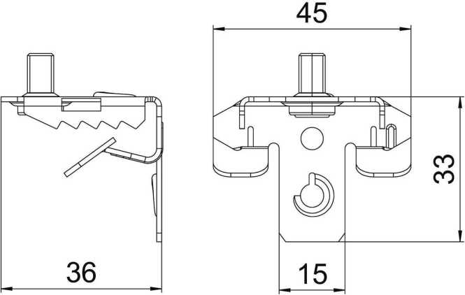 Trägerklammer mit Gewindebolzen M6x9 mm 3-7mm Stahl Zinklamelle 