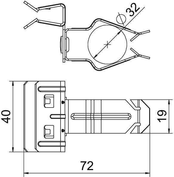 Trägerklammer mit Rohraufnahme 32 mm 4-10mm Stahl Zinklamelle 