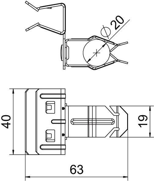 Trägerklammer mit Rohraufnahme 20 mm 10-15mm Stahl Zinklamelle 