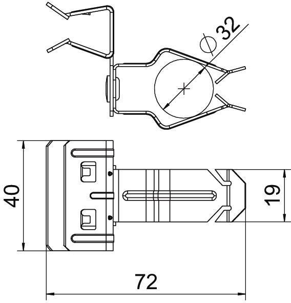 Trägerklammer mit Rohraufnahme 32 mm 10-15mm Stahl Zinklamelle 