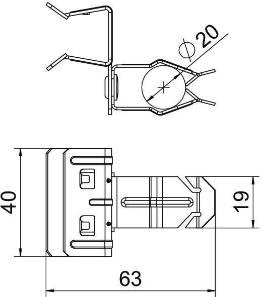 Trägerklammer mit Rohraufnahme 20 mm 15-20mm Stahl Zinklamelle 