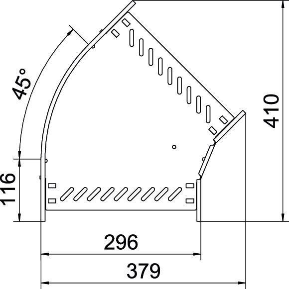 Bogen 45° für Kabelrinne horizontal 60x300 Stahl bandverzinkt 
