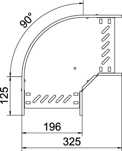 Bogen 90° für Kabelrinne horizontal 60x200 Stahl bandverzinkt 