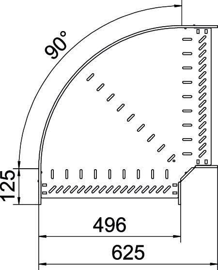 Bogen 90° für Kabelrinne horizontal 60x500 Stahl bandverzinkt 