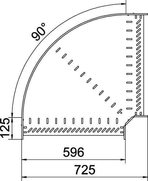 Bogen 90° für Kabelrinne horizontal 60x600 Stahl bandverzinkt 