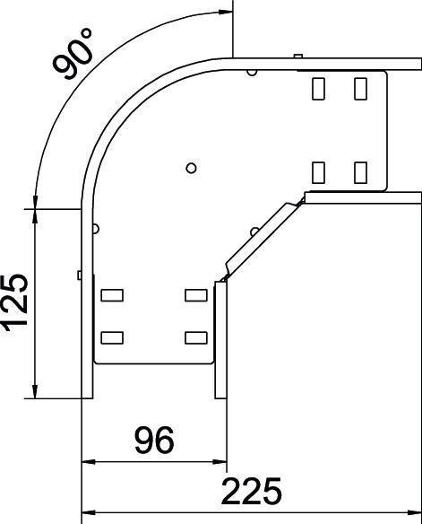 Bogen 90° für Kabelrinne horizontal 60x100 Stahl tauchfeuerverzinkt 