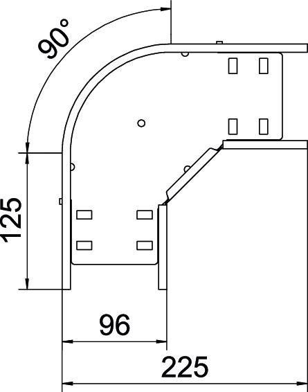 Bogen 90° für Kabelrinne horizontal 110x100 Stahl bandverzinkt 