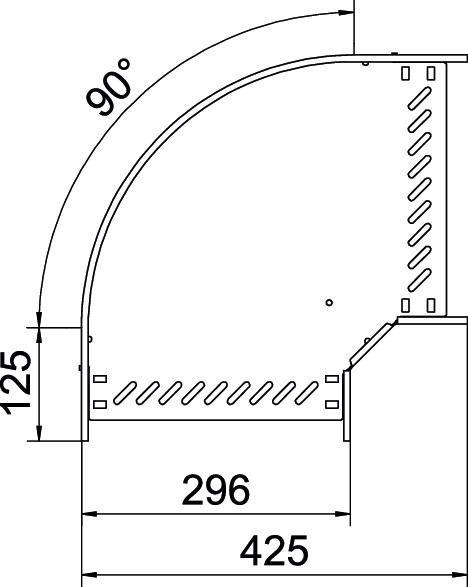 Bogen 90° für Kabelrinne horizontal 110x300 Stahl bandverzinkt 
