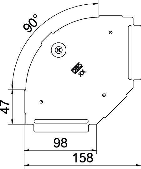 Deckel für 90°-Bogen B100mm Stahl bandverzinkt 