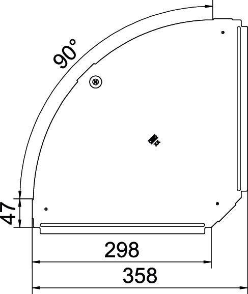 Deckel für 90°-Bogen B300mm Stahl bandverzinkt Zink/Aluminium Double Dip 