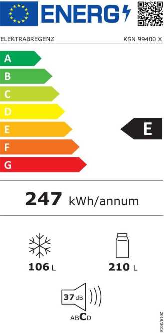 Kühl-Gefrierkombination Stand 316 Liter KSN 99400 X 