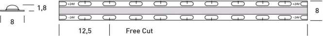 LED Band S-COB infinicut IP20 24V DC 7W/m 2700K Ra>90 650lm/m 5m 