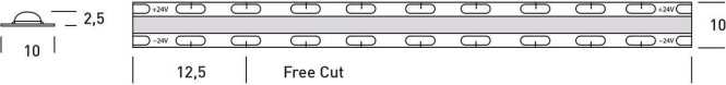 LED Band S-COB infinicut IP20 24V DC 10W/m 2700K Ra>90 990lm/m 5m 