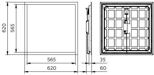 Einlegeleuchte Ledinaire Panel G5 RC066B 34_36S W62L62 OC PSU 830_840 All-In 