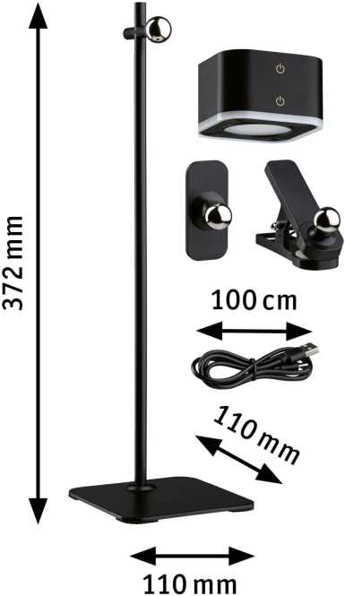 Mobile Tischleuchte Varia White Switch 250lm / 60lm 1,6 / 0,4W Schwarz 