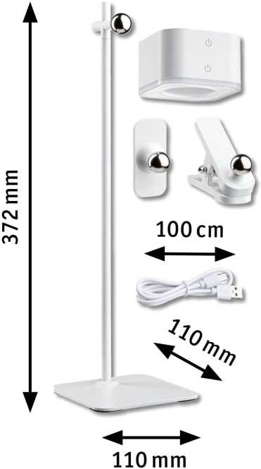 Mobile Tischleuchte Varia White Switch 250lm / 60lm 1,6 / 0,4W Weiß 