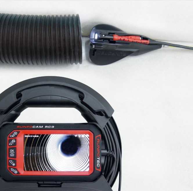 RC3 Inspektionskamera - 15m + GF3 Glasfaserstab digitalem Meterzähler 30m 