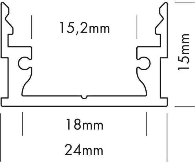 ALUMINIUM PROFILE M-LINE LOW 3 m Tol: 0/+4 mm Alu eloxiert silber 
