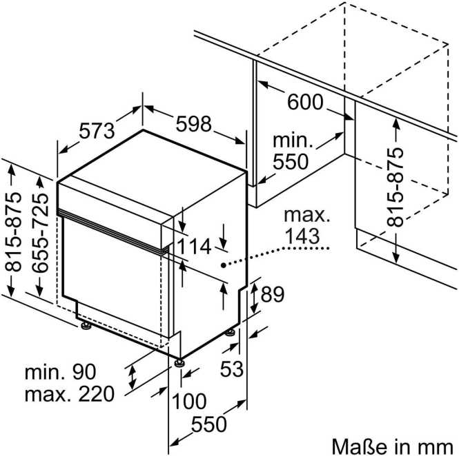Geschirrspüler integrierbar gebürsteter Stahl 60 cm 