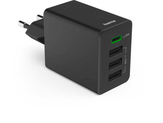 Schnellladegerät 1x USB-C PD 3x USB-A Mini-Ladegerät 35W Schwarz 