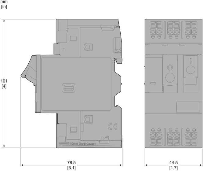 Motorschutzschalter 3-polig 4-6,3 A Tasterbetätigung Snap IN Anschlussklemmen 
