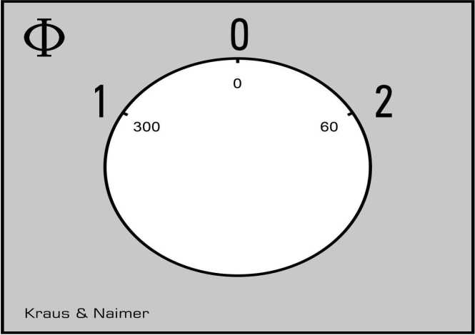 Umschalter mit 0-Stellung 3pol. 60° 45mm-Schnappbefestigung, 