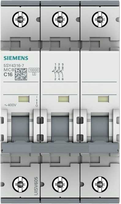 LS-Schutzschalter 3-polig 10kA /20kA C-Char 16A 3TE 