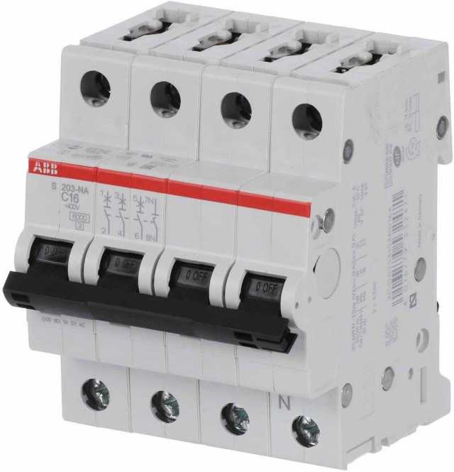 LS-Schutzschalter 4-polig 6kA /10kA C-Char 16A 4TE 