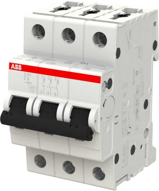 LS-Schutzschalter 3-polig 6kA /20kA C-Char 6A 3TE 