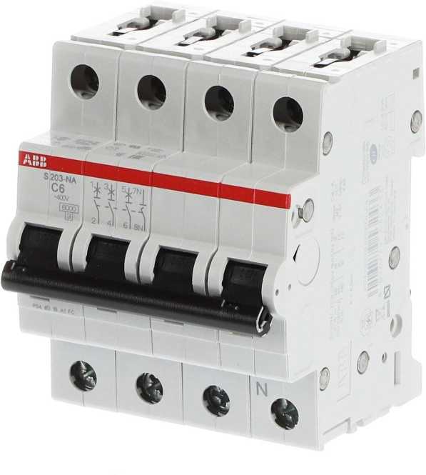 LS-Schutzschalter 4-polig 6kA /10kA C-Char 6A 4TE 