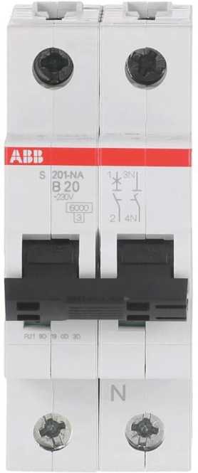 LS-Schutzschalter 2-polig 6kA B-Char 20A 2TE 