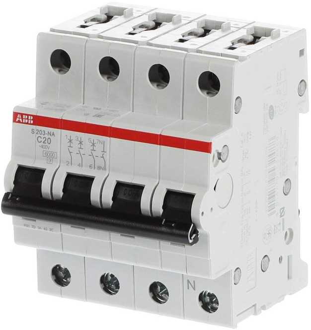 LS-Schutzschalter 4-polig 6kA /10kA C-Char 20A 4TE 